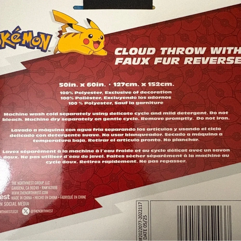 Pokemon Blue and Gray Kids Throw Blanket